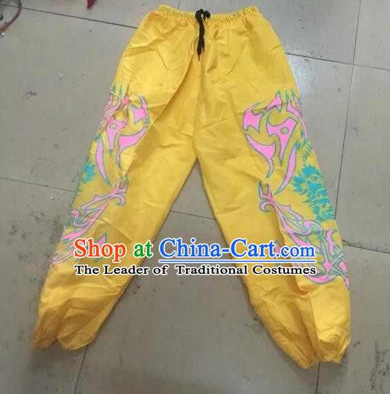 World Lion Dance Competition Costume Lion Dance Pants Adult Size Costumes Yellow Trousers