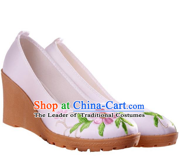 Traditional Chinese Ancient Wedding Cloth Shoes, China Princess Pink Shoes Hanfu Handmade Embroidery Shoe for Women