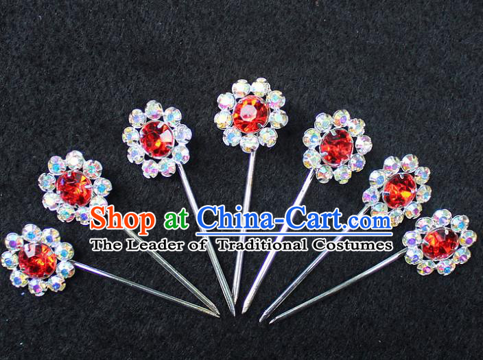 Traditional China Beijing Opera Young Lady Hair Accessories 7 Hairpins, Ancient Chinese Peking Opera Hua Tan Headwear Diva Hairpins