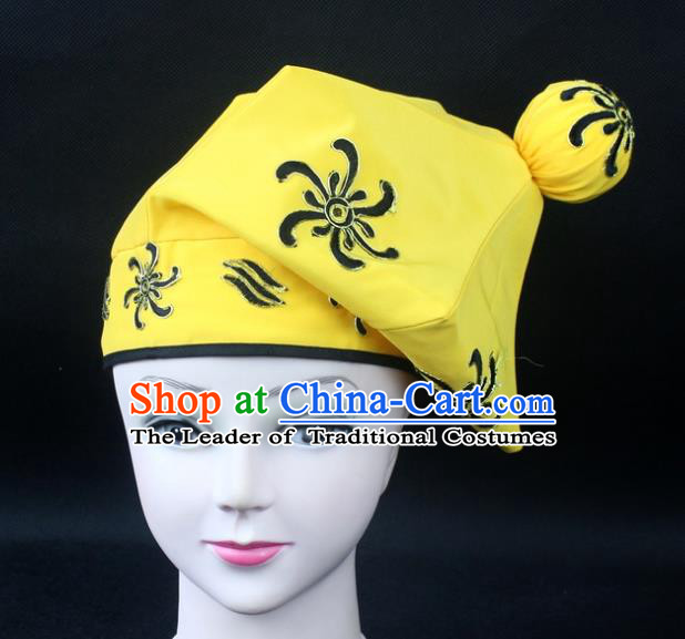 Traditional China Beijing Opera Takefu Hat, Ancient Chinese Peking Opera Martial Arts Men Headwear Embroidery Handsome Monkey King Kerchief