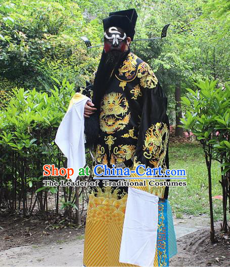 Traditional China Beijing Opera Costume Bao Zheng Embroidered Robe and Headwear, Ancient Chinese Peking Opera Embroidery Gwanbok Clothing