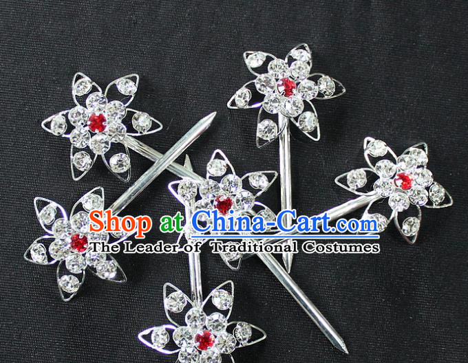 Traditional China Beijing Opera Young Lady Hair Accessories, Ancient Chinese Peking Opera Hua Tan Headwear Diva Crystal Hairpins