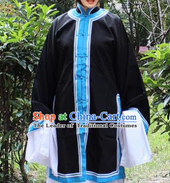 Traditional China Beijing Opera Costume Old Women Cape, Ancient Chinese Peking Opera Pantaloon Black Dress Clothing