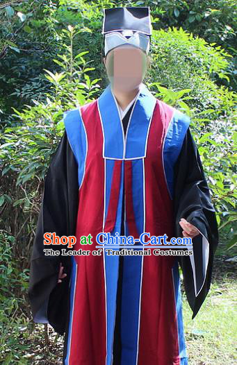 Traditional China Beijing Opera Costume Old Men Robe and Hat, Ancient Chinese Peking Opera Ministry Councillor Clothing