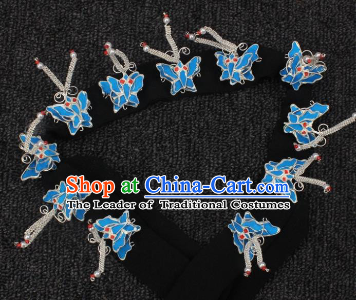 Traditional China Beijing Opera Young Lady Hair Accessories Butterfly Headband, Ancient Chinese Peking Opera Hua Tan Diva Headwear