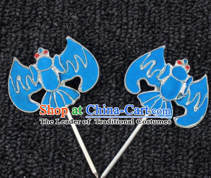 Traditional China Beijing Opera Young Lady Hair Accessories, Ancient Chinese Peking Opera Hua Tan Diva Bat Hairpins