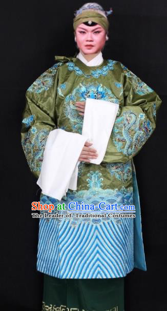 Traditional China Beijing Opera Old Women Costume Empress Dowager Embroidered Green Cape, Ancient Chinese Peking Opera Pantaloon Embroidery Dress Clothing