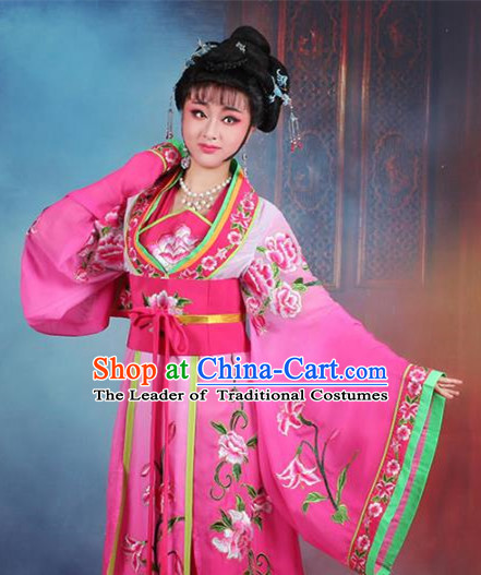 Traditional China Beijing Opera Palace Lady Hua Tan Costume Rosy Embroidered Dress, Ancient Chinese Peking Opera Diva Princess Embroidery Clothing