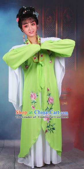 Traditional China Beijing Opera Young Lady Hua Tan Costume Princess Green Embroidered Cape, Ancient Chinese Peking Opera Diva Embroidery Dress Clothing