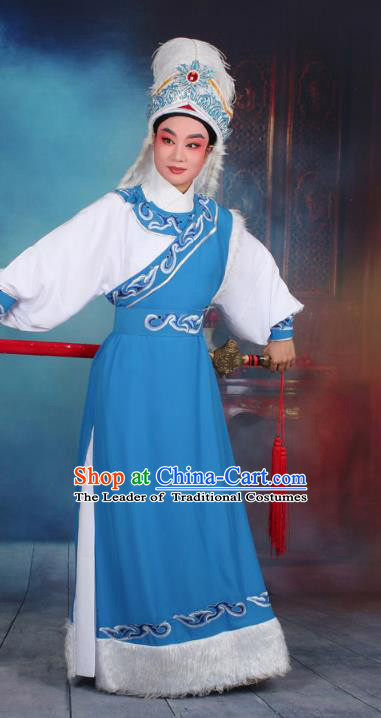 Top Grade Professional Beijing Opera Costume Niche Embroidered Robe and Headwear, Traditional Ancient Chinese Peking Opera Desert Prince Embroidery Clothing