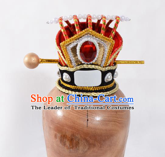 Top Grade Professional Beijing Opera Han Dynasty Prince Headwear, Traditional Ancient Chinese Peking Opera Chancellor Hat