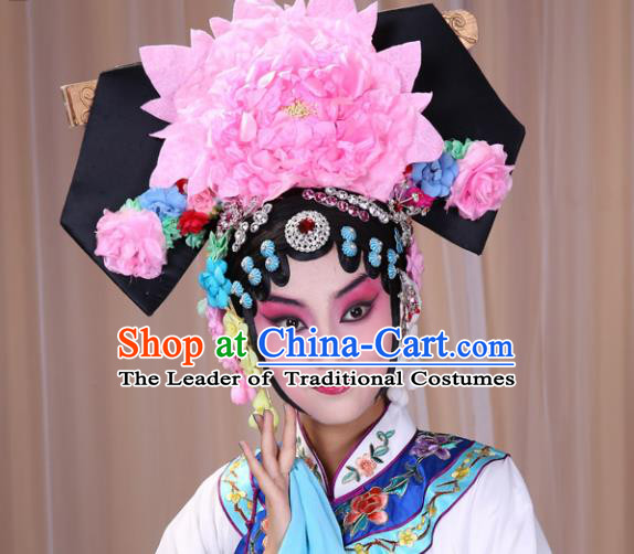 Traditional China Beijing Opera Hua Tan Hair Accessories Manchu Princess Hairpin, Ancient Chinese Peking Opera Women Hairpins Qing Dynasty Diva Temple Kanzashi Headwear