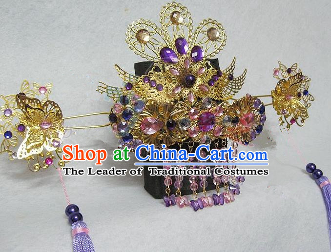 Traditional Handmade Chinese Ancient Classical Hair Accessories, Tassel Step Shake Hair Sticks Hair Jewellery, Hair Fascinators Hairpins for Women