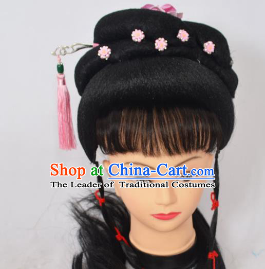 Traditional Handmade Chinese Classical Peking Opera Young Lady Wigs and Hair Accessories, China Beijing Opera Princess Hairpin Hair Headgear