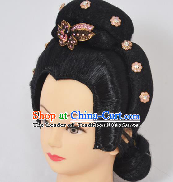 Traditional Handmade Chinese Classical Peking Opera Young Lady Hair Accessories and Wigs, China Beijing Opera Maidservants Diva Headwear