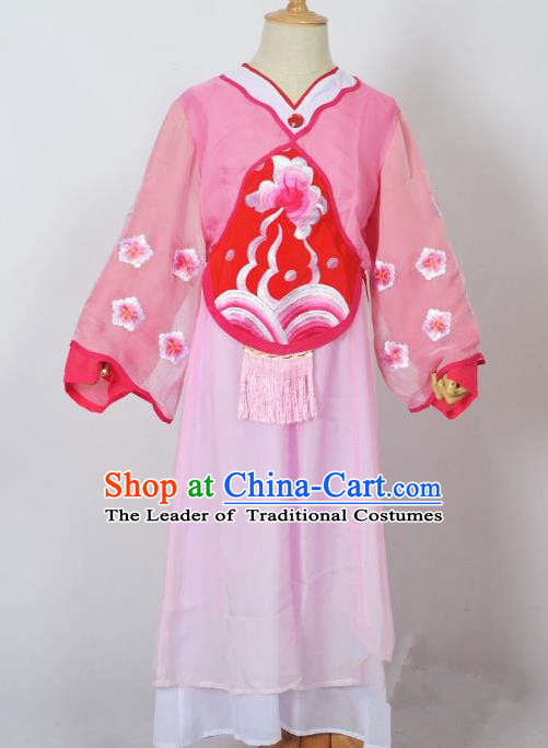 Traditional Chinese Professional Peking Opera Sitting Children Costume, China Beijing Opera Seventh Fairy Pink Uniform Princess Embroidery Dress Clothing