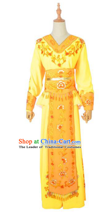 Traditional Chinese Professional Peking Opera Female Warrior Yellow Costume, China Beijing Opera Blues Swordplay Embroidered Clothing