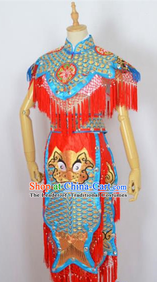 Traditional Chinese Professional Peking Opera Carp Spirit Costume, China Beijing Opera Monster Embroidered Clothing