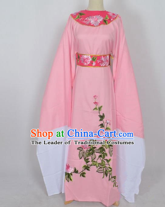 Traditional Chinese Professional Peking Opera Young Men Niche Costume Pink Embroidery Robe, China Beijing Opera Nobility Childe Scholar Embroidered Clothing