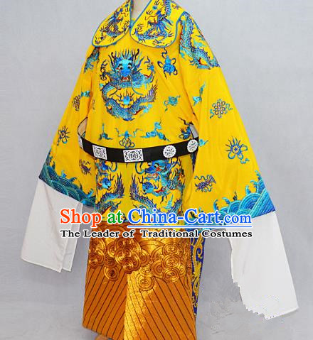 Traditional Chinese Professional Peking Opera Emperor Costume Embroidery Dragon Robe, Children China Beijing Opera King Embroidered Robe Clothing