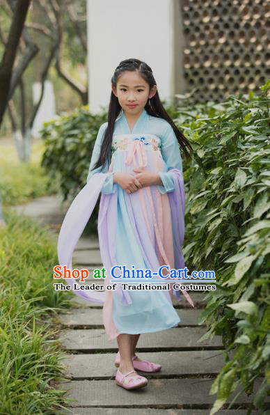 Traditional Ancient Chinese Children Costume, Elegant Hanfu Clothing Chinese Han Dynasty Princess Dress for Kids