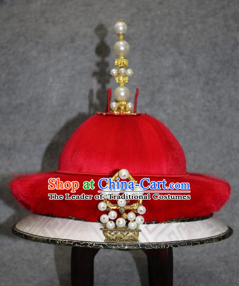 Traditional Handmade Chinese Ancient Classical Hair Accessories Peking Opera Emperor Hat, China Beijing Opera Qing Dynasty Manchu Majesty Headwear