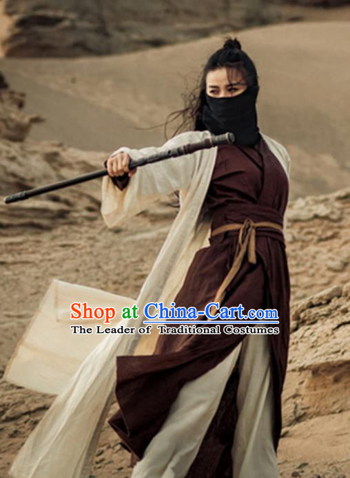 Traditional Chinese Ancient Female Swordswoman Costume, Chinese Ming Dynasty Kawaler Hanfu Chivalrous Women Clothing