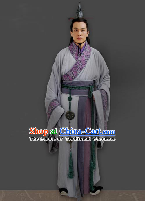 Traditional Chinese Ancient Minister Costume, Elegant Hanfu Clothing Chinese Ancient Qin Dynasty Prince Embroidery Robe Clothing