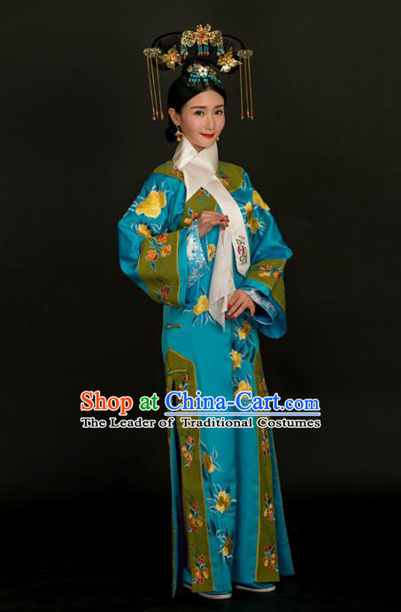 Traditional Ancient Chinese Imperial Consort Costume, Chinese Qing Dynasty Manchu Lady Dress, Chinese Mandarin Robes Imperial Concubine Embroidered Clothing for Women