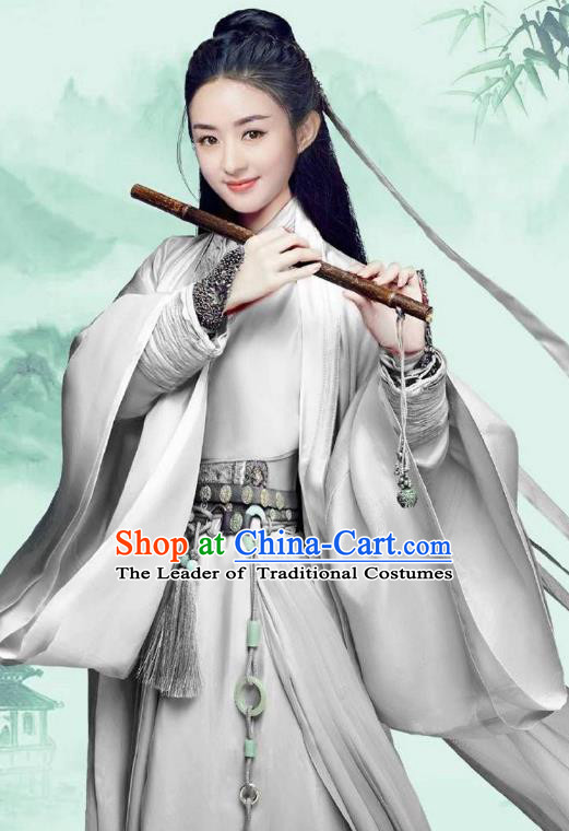 Traditional Chinese Han Dynasty Swordswoman Costume, Elegant Hanfu Clothing Chinese Ancient Chivalrous Women Clothing