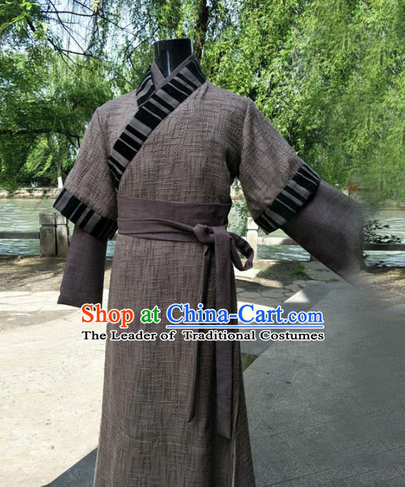 Traditional Chinese Ancient Swordsman Costume, Chinese Qin Dynasty Kawaler Hanfu Clothing for Men