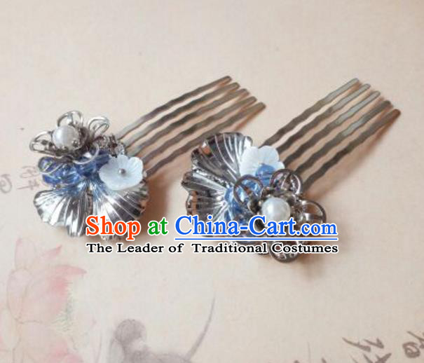 Traditional Handmade Chinese Ancient Classical Hanfu Hair Accessories Step Shake, Princess Hairpins Shell Hair Comb Headwear for Women