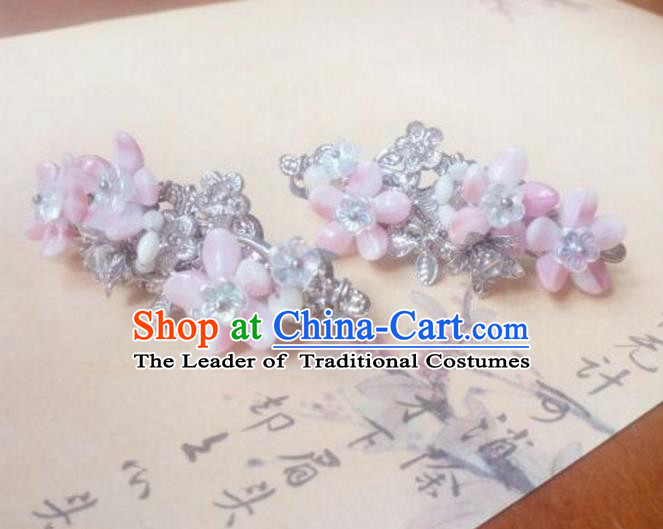 Traditional Handmade Chinese Ancient Classical Hanfu Hair Accessories Palace Lady Pink Hair Claw, Princess Hairpins Hair Stick Headwear for Women