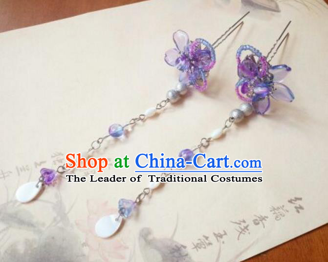 Traditional Handmade Chinese Ancient Classical Hanfu Hair Accessories Tassel Step Shake, Princess Palace Lady Tassel Hairpins Headwear for Women