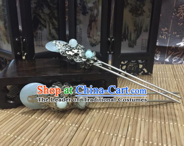 Traditional Handmade Chinese Ancient Classical Hair Accessories Hairpin Jade Hair Jewellery, Hair Fascinators Hairpins for Women