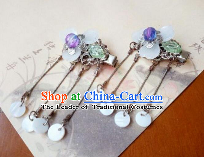 Traditional Handmade Chinese Ancient Classical Hair Accessories Coloured Glaze Purple Hair Claw for Women