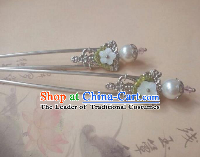 Traditional Handmade Chinese Ancient Classical Hanfu Hair Accessories Shell Pearl Princess Palace Lady Hairpins Hair Stick for Women