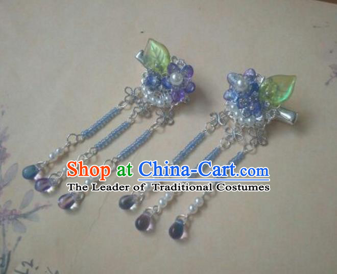 Traditional Handmade Chinese Ancient Classical Hanfu Hair Accessories Tassel Hair Claw, Princess Headpiece Hairpins Hair Stick Hair Fascinators for Women