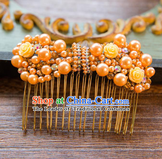 Top Grade Handmade Classical Hair Accessories Baroque Style Princess Hair Comb Headwear for Women