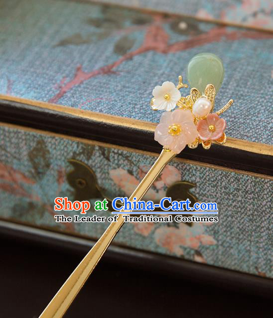 Aisan Chinese Handmade Classical Hair Accessories Hanfu Green Jade Hair Clip, China Xiuhe Suit Hairpins Wedding Headwear for Women