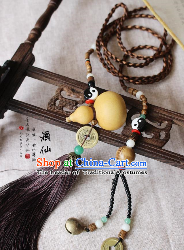 Chinese Handmade Classical Accessories Tassel Palace Taeniasis, China Hanfu Calabash Waist Pendant Headwear for Women