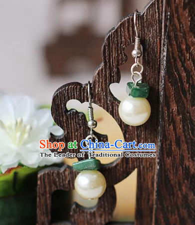 Chinese Handmade Classical Accessories Hanfu Earrings, China Xiuhe Suit Wedding Pearls Tassel Eardrop for Women