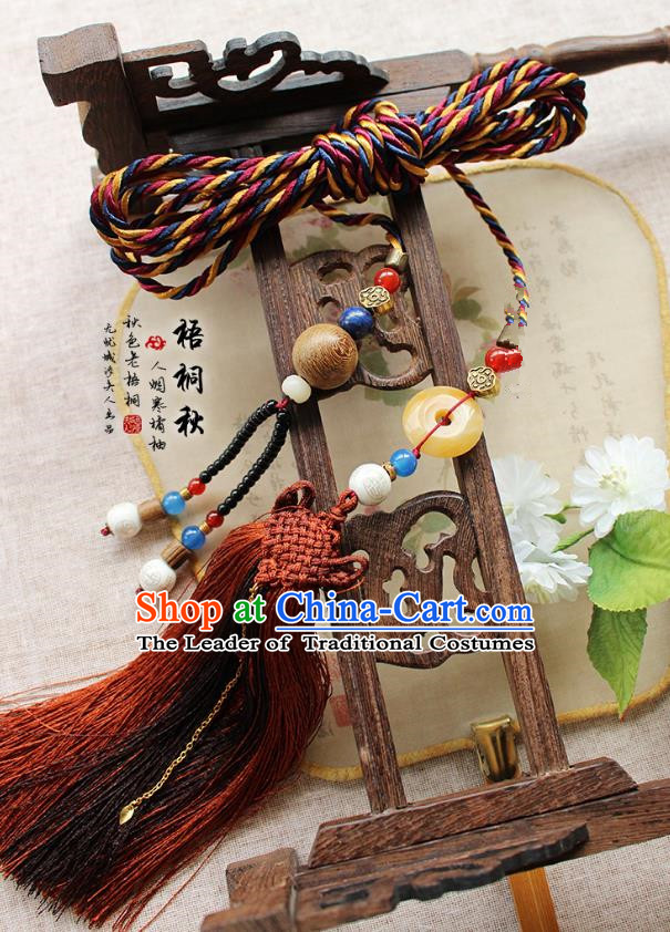 Chinese Handmade Classical Accessories Red Tassel Palace Taeniasis, China Hanfu Waist Jade Pendant Headwear for Women