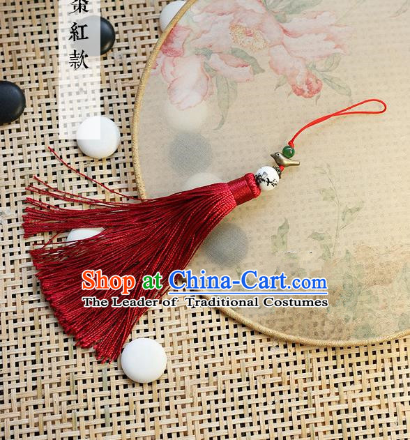 Chinese Handmade Classical Accessories Red Tassel Palace Taeniasis, China Hanfu Waist Pendant Headwear for Women for Men