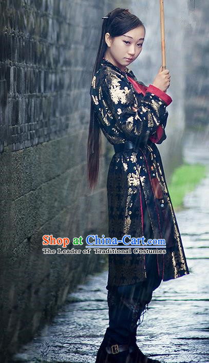 Traditional Ancient Chinese Ming Dynasty Swordswoman Costume, Chinese Hanfu Imperial Guards Embroidery Clothing