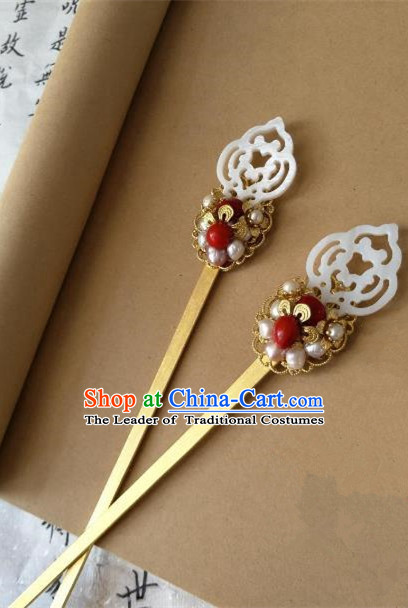 Traditional Handmade Chinese Hair Accessories Shell Hairpins, China Palace Lady Hanfu Pearls Hair Stick for Women