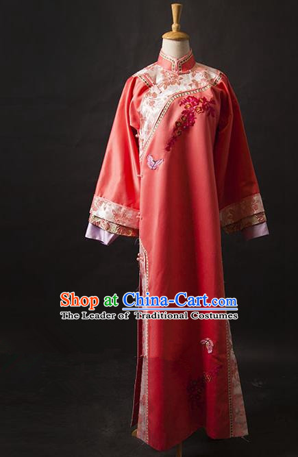 Traditional Ancient Chinese Manchu Palace Lady Costume, Asian Chinese Qing Dynasty Princess Embroidered Dress Clothing for Women