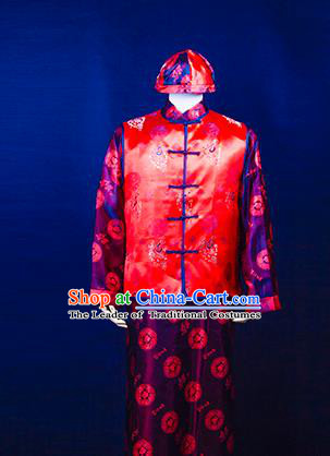 Traditional Ancient Chinese Manchu Prince Mandarin Jacket Costume, Asian Chinese Qing Dynasty Royal Highness Embroidered Clothing for Men