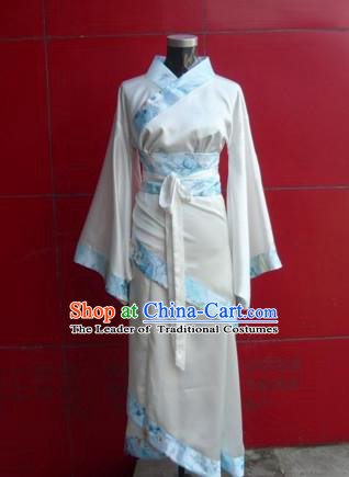 Asian China Ancient Han Dynasty Young Lady Costume, Traditional Chinese Hanfu Embroidered Dress Clothing for Women