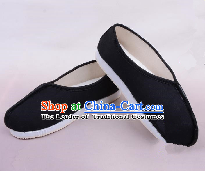 Traditional Beijing Opera Takefu Black Cloth Shoes, Ancient Chinese Peking Opera Monk Shoes